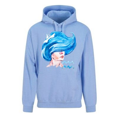 Aquarius Zodiac Sign Watercolor Illustration Unisex Surf Hoodie