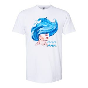 Aquarius Zodiac Sign Watercolor Illustration Softstyle CVC T-Shirt