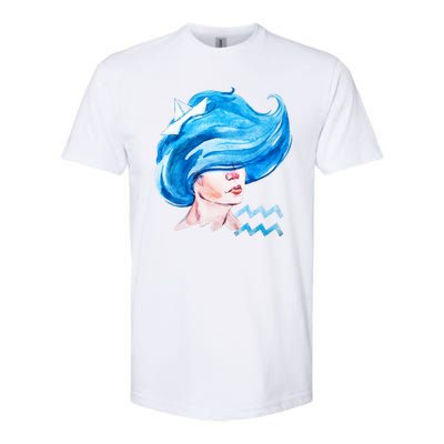 Aquarius Zodiac Sign Watercolor Illustration Softstyle® CVC T-Shirt