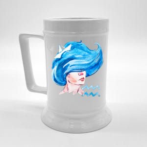 Aquarius Zodiac Sign Watercolor Illustration Beer Stein