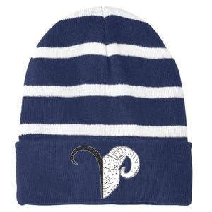 Aries Zodiac Symbol Birthday Gift Striped Beanie with Solid Band