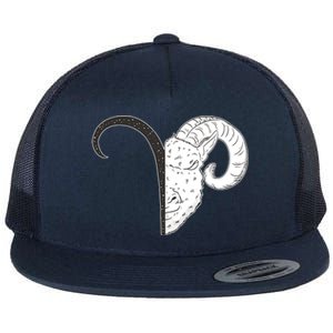 Aries Zodiac Symbol Birthday Gift Flat Bill Trucker Hat