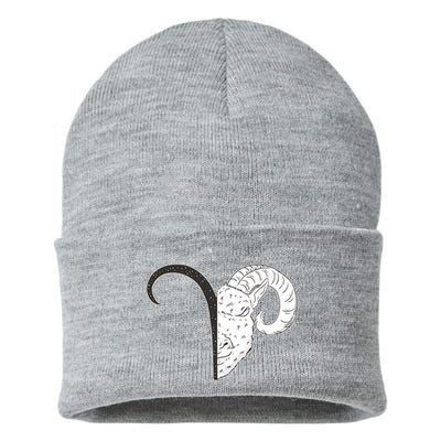 Aries Zodiac Symbol Birthday Gift Sustainable Knit Beanie