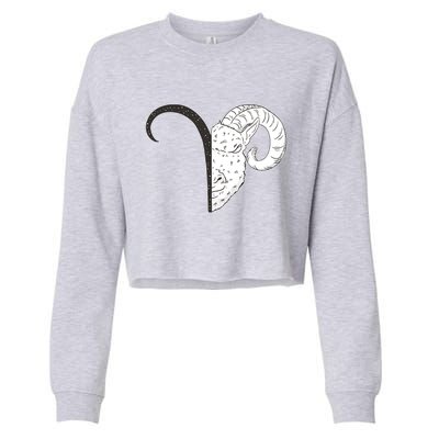 Aries Zodiac Symbol Birthday Gift Cropped Pullover Crew