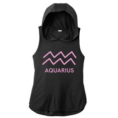 Aquarius Zodiac Sign Astrology Pink Gift Ladies PosiCharge Tri-Blend Wicking Draft Hoodie Tank