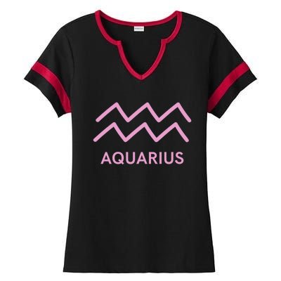 Aquarius Zodiac Sign Astrology Pink Gift Ladies Halftime Notch Neck Tee