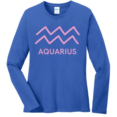 Aquarius Zodiac Sign Astrology Pink Gift Ladies Long Sleeve Shirt