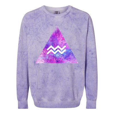 Aquarius Zodiac Star Sign Watercolor Sky Tie Dye Style Gift Colorblast Crewneck Sweatshirt