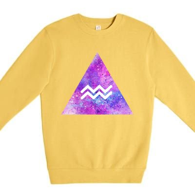 Aquarius Zodiac Star Sign Watercolor Sky Tie Dye Style Gift Premium Crewneck Sweatshirt