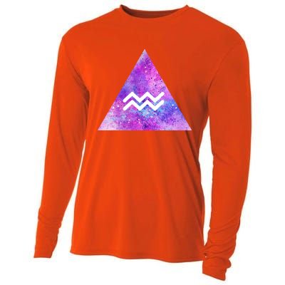 Aquarius Zodiac Star Sign Watercolor Sky Tie Dye Style Gift Cooling Performance Long Sleeve Crew