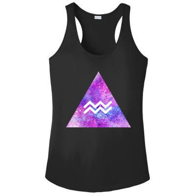 Aquarius Zodiac Star Sign Watercolor Sky Tie Dye Style Gift Ladies PosiCharge Competitor Racerback Tank