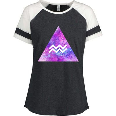 Aquarius Zodiac Star Sign Watercolor Sky Tie Dye Style Gift Enza Ladies Jersey Colorblock Tee