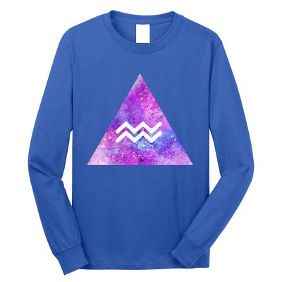 Aquarius Zodiac Star Sign Watercolor Sky Tie Dye Style Gift Long Sleeve Shirt