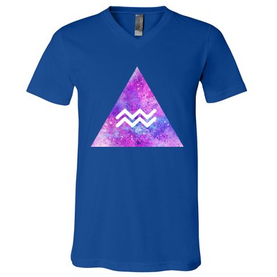 Aquarius Zodiac Star Sign Watercolor Sky Tie Dye Style Gift V-Neck T-Shirt