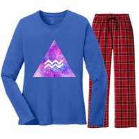 Aquarius Zodiac Star Sign Watercolor Sky Tie Dye Style Gift Women's Long Sleeve Flannel Pajama Set 