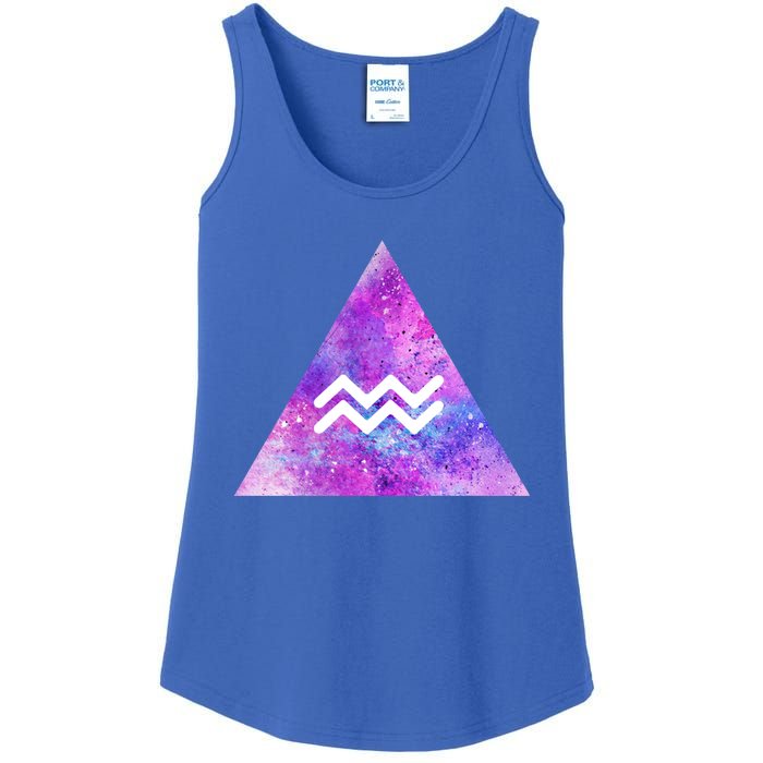 Aquarius Zodiac Star Sign Watercolor Sky Tie Dye Style Gift Ladies Essential Tank