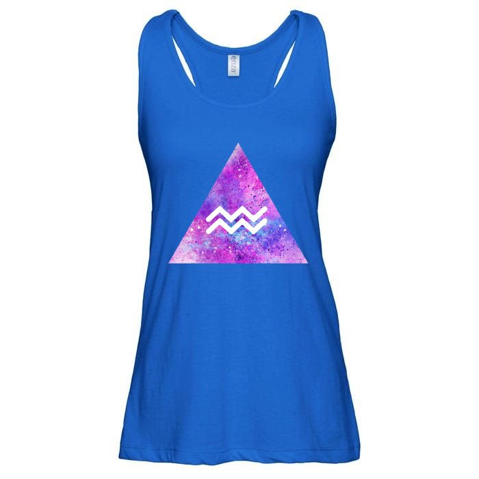 Aquarius Zodiac Star Sign Watercolor Sky Tie Dye Style Gift Ladies Essential Flowy Tank