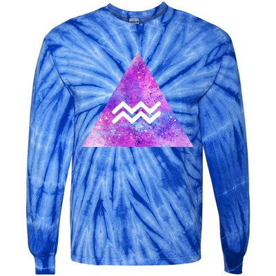 Aquarius Zodiac Star Sign Watercolor Sky Tie Dye Style Gift Tie-Dye Long Sleeve Shirt