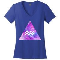 Aquarius Zodiac Star Sign Watercolor Sky Tie Dye Style Gift Women's V-Neck T-Shirt