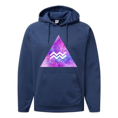 Aquarius Zodiac Star Sign Watercolor Sky Tie Dye Style Gift Performance Fleece Hoodie