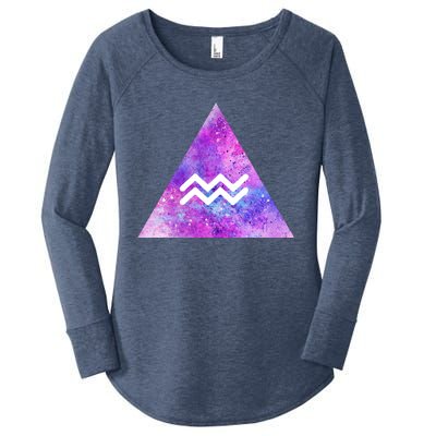 Aquarius Zodiac Star Sign Watercolor Sky Tie Dye Style Gift Women's Perfect Tri Tunic Long Sleeve Shirt