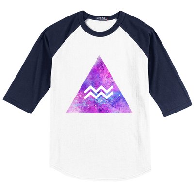 Aquarius Zodiac Star Sign Watercolor Sky Tie Dye Style Gift Baseball Sleeve Shirt