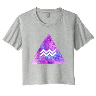 Aquarius Zodiac Star Sign Watercolor Sky Tie Dye Style Gift Women's Crop Top Tee