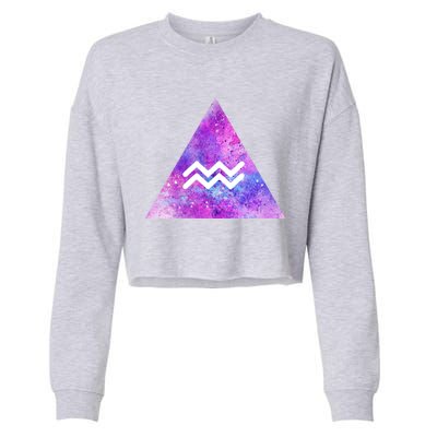 Aquarius Zodiac Star Sign Watercolor Sky Tie Dye Style Gift Cropped Pullover Crew