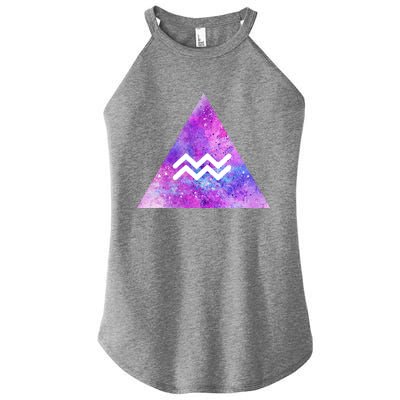 Aquarius Zodiac Star Sign Watercolor Sky Tie Dye Style Gift Women's Perfect Tri Rocker Tank