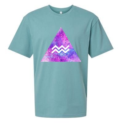 Aquarius Zodiac Star Sign Watercolor Sky Tie Dye Style Gift Sueded Cloud Jersey T-Shirt