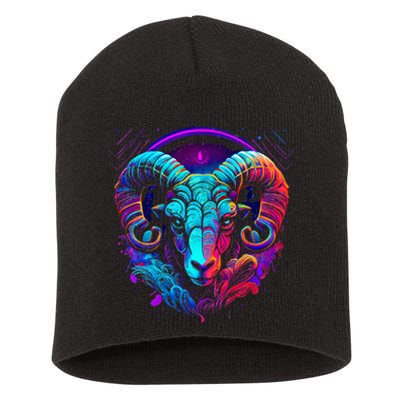 Aries Zodiac Sign Ram Graphic Astrology Cool Horoscope Art Short Acrylic Beanie