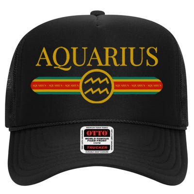 Aquarius Zodiac Sign Astrology Horoscope Fashion High Crown Mesh Back Trucker Hat