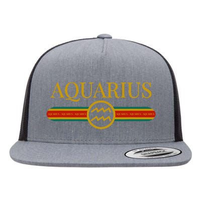 Aquarius Zodiac Sign Astrology Horoscope Fashion Flat Bill Trucker Hat