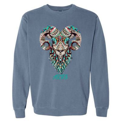 Aries Zodiac Sign Astrology March April Birthday Garment-Dyed Sweatshirt