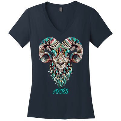Aries Zodiac Sign Astrology March April Birthday Women's V-Neck T-Shirt