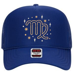 Astrology Zodiac Virgo Horoscope Birthday Cute Gift High Crown Mesh Back Trucker Hat