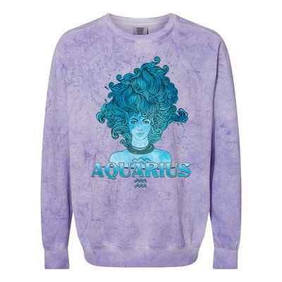 Aquarius Zodiac Woman Colorblast Crewneck Sweatshirt