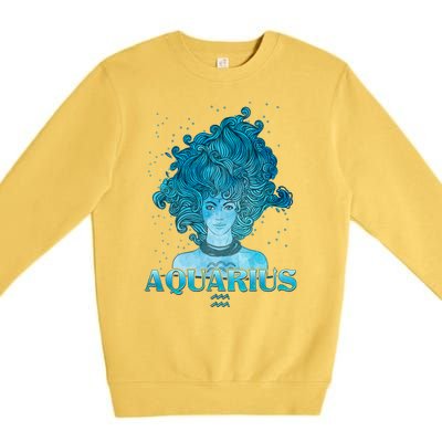 Aquarius Zodiac Woman Premium Crewneck Sweatshirt