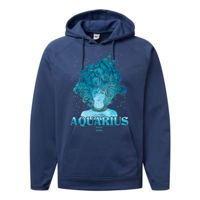 Aquarius Zodiac Woman Performance Fleece Hoodie