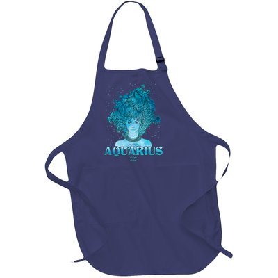 Aquarius Zodiac Woman Full-Length Apron With Pockets