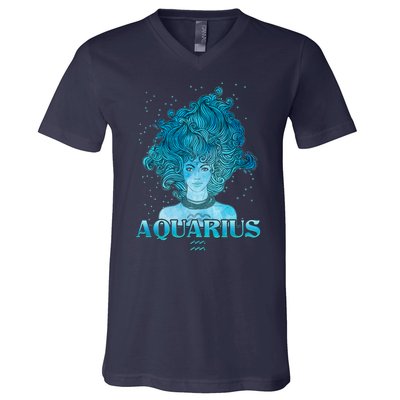 Aquarius Zodiac Woman V-Neck T-Shirt