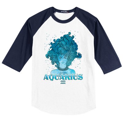 Aquarius Zodiac Woman Baseball Sleeve Shirt