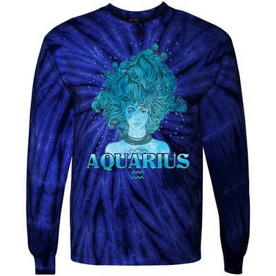 Aquarius Zodiac Woman Tie-Dye Long Sleeve Shirt