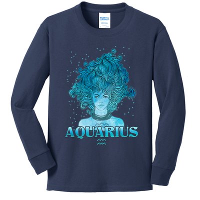 Aquarius Zodiac Woman Kids Long Sleeve Shirt