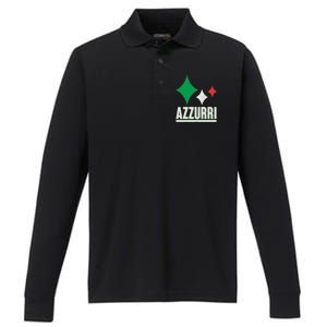 Azzurri Italy Italia Soccer Football 2021 Performance Long Sleeve Polo