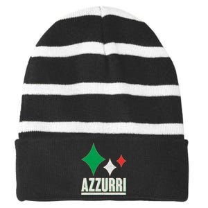 Azzurri Italy Italia Soccer Football 2021 Striped Beanie with Solid Band