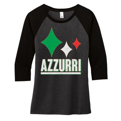 Azzurri Italy Italia Soccer Football 2021 Women's Tri-Blend 3/4-Sleeve Raglan Shirt