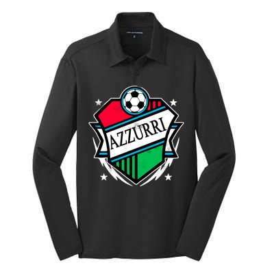 Azzurri Italy Soccer Fan Silk Touch Performance Long Sleeve Polo