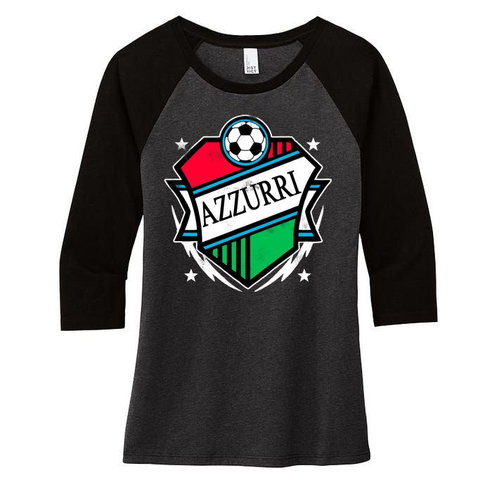 Azzurri Italy Soccer Fan Women's Tri-Blend 3/4-Sleeve Raglan Shirt