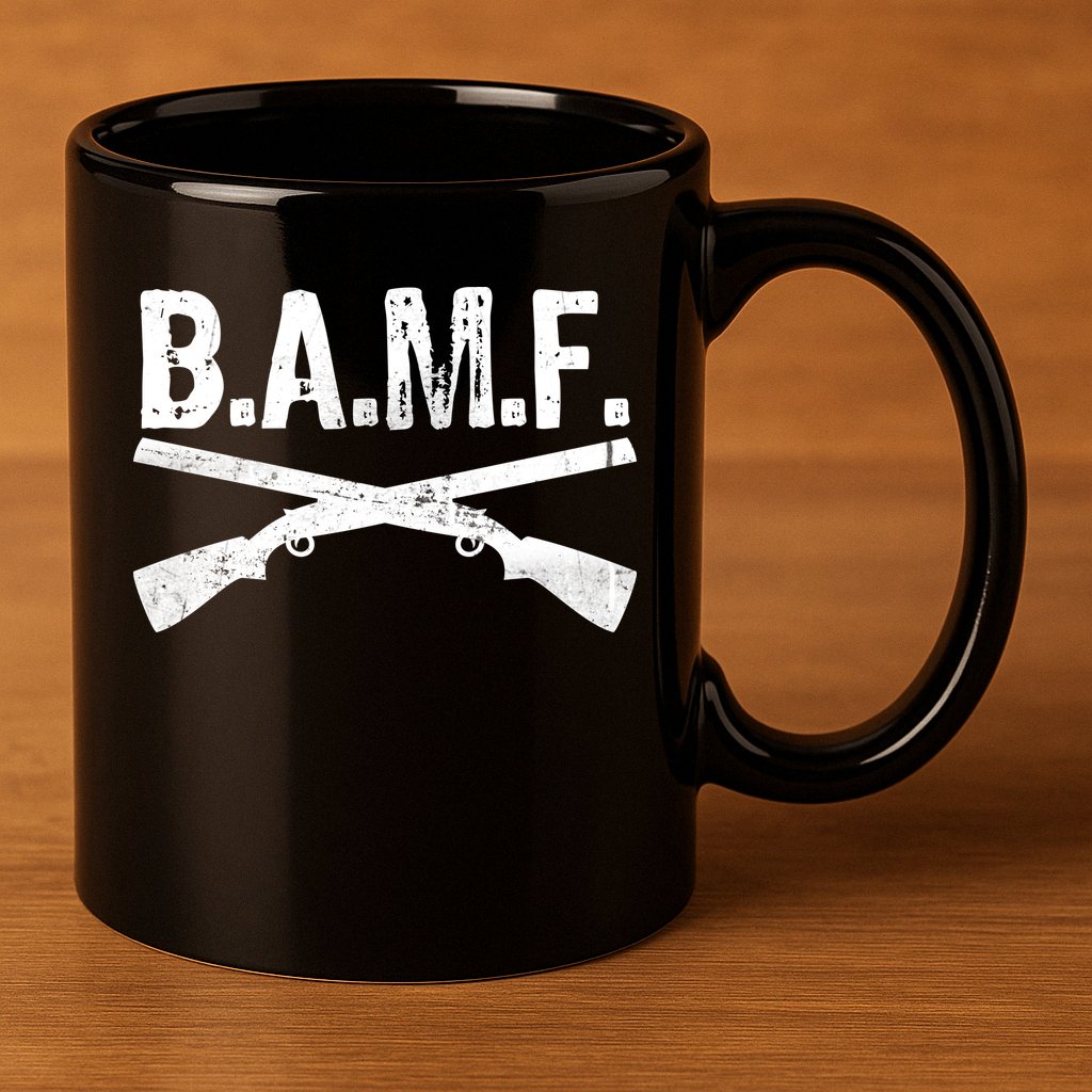 B.A.M.F. Guns Badass 11oz C Handle Ceramic Mug